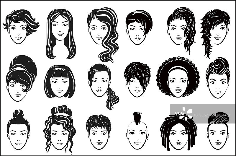 优雅女性发型图标广告图片素材