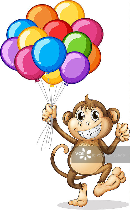 猴子拿着彩色气球图片素材