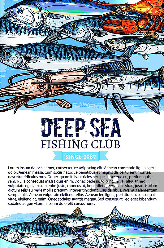 钓鱼俱乐部捕获海鲜海报图片素材