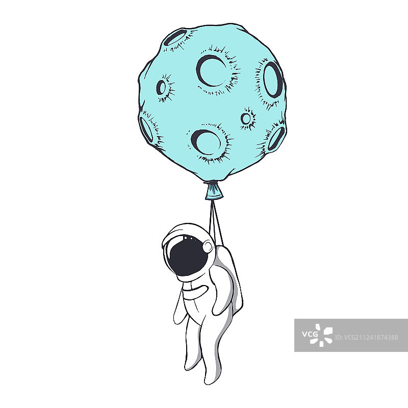 宇航员与月球图片素材