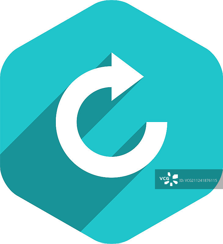 扁平箭头符号重置六边形按钮图片素材