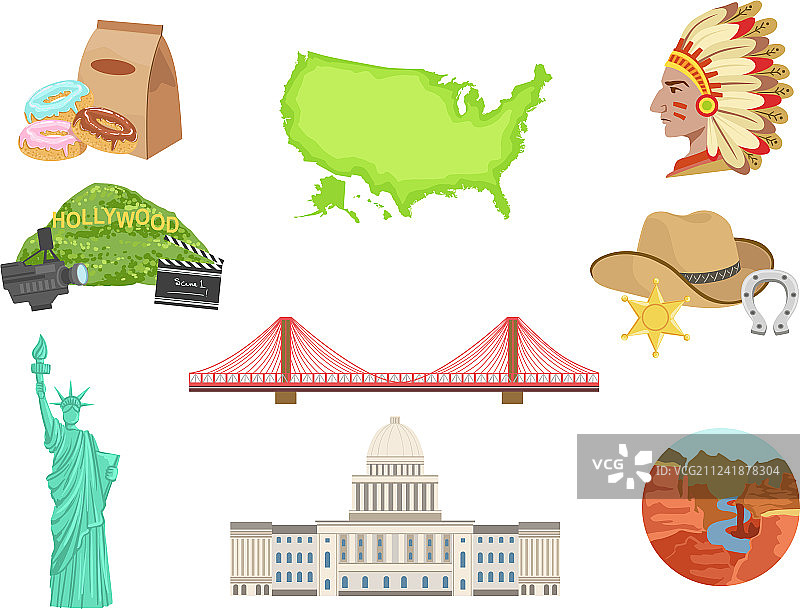 美国国家象征物品集图片素材