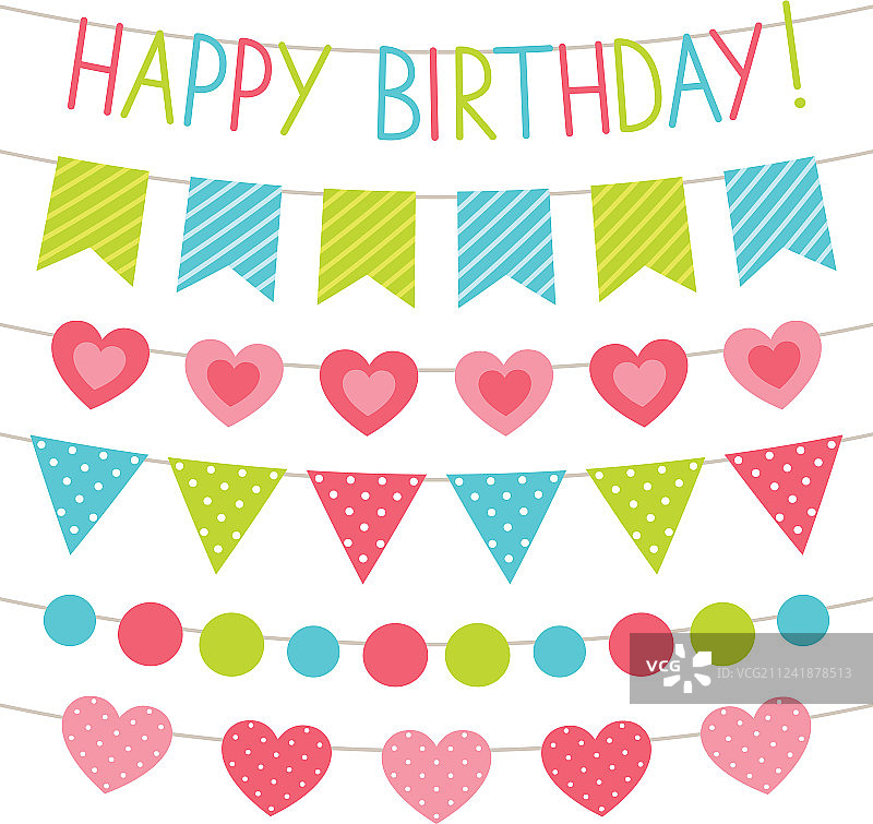 生日派对彩旗套装图片素材