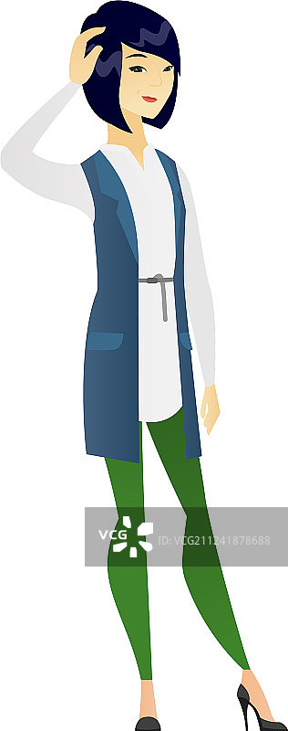 挠头的年轻亚洲商务女性图片素材