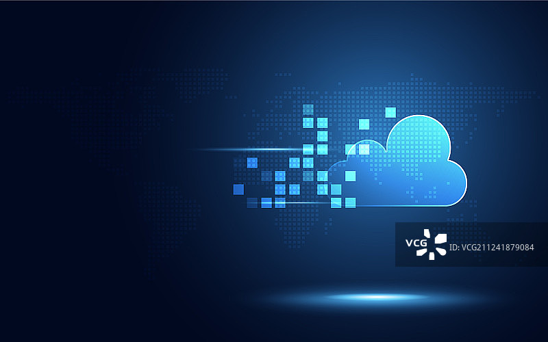 未来主义蓝色像素云图片素材