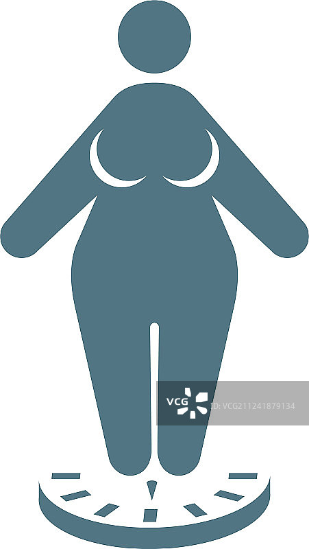 站在体重秤上的胖女人-肥胖图标图片素材