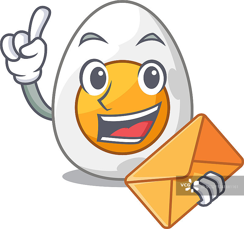 带信封的煮鸡蛋卡通形象图片素材