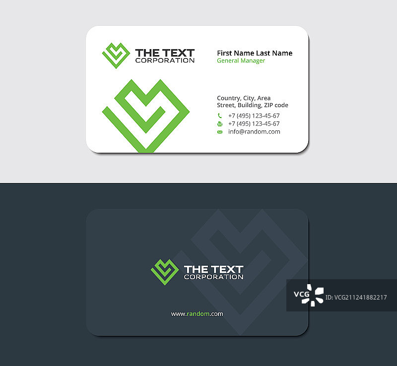 时尚绿色心形商务名片图片素材