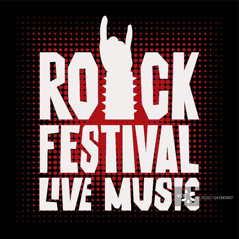 摇滚手势剪影和摇滚音乐节文字图片素材