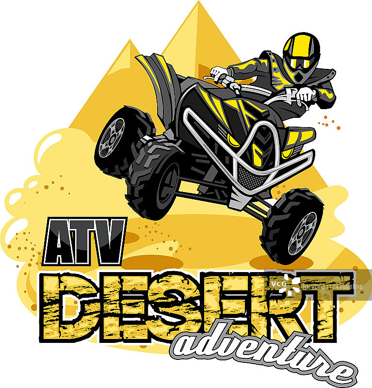 四轮摩托车越野ATV沙漠探险标志图片素材
