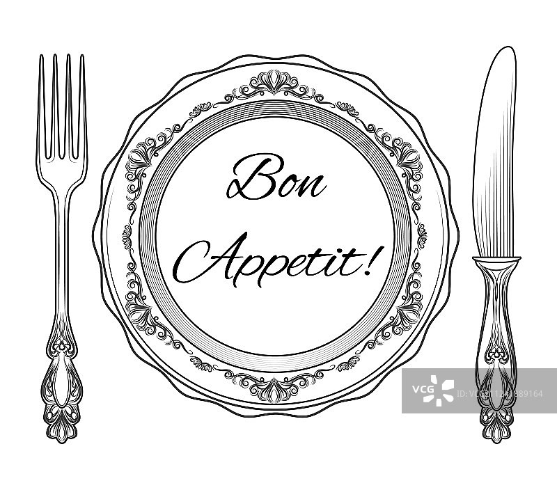 盘子、叉子和刀子图片素材