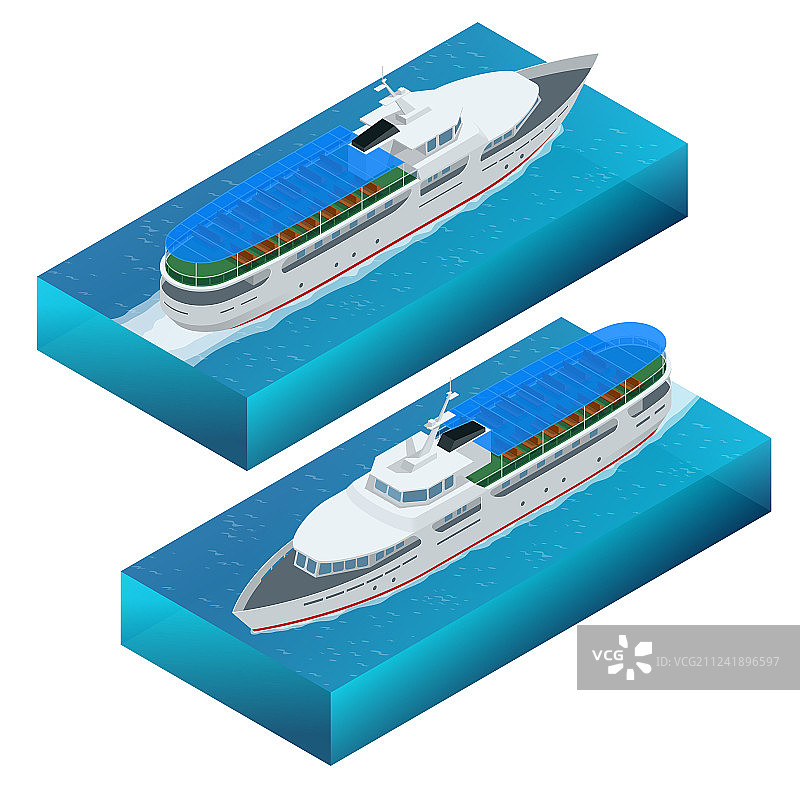 2.5D休闲船扁平风格组合图片素材