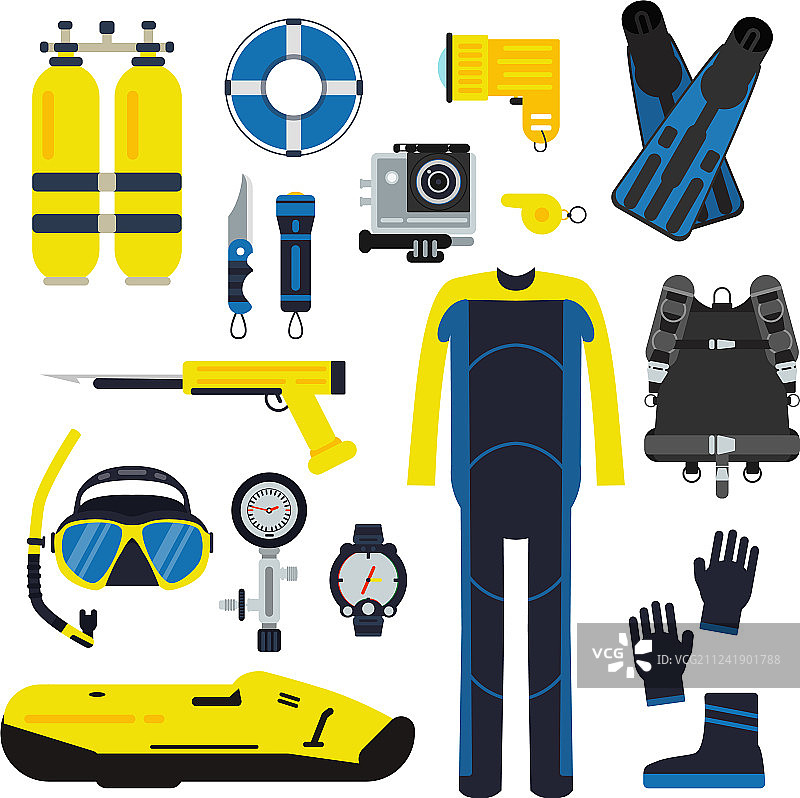 潜水员与水下运动元素图片素材