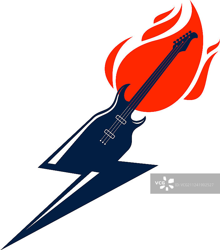 火焰闪电造型电吉他图片素材