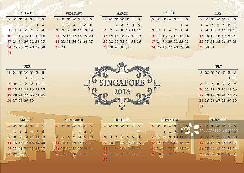新加坡日历图片素材
