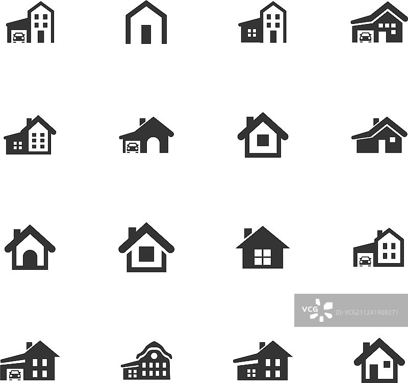 房屋类型图标集图片素材