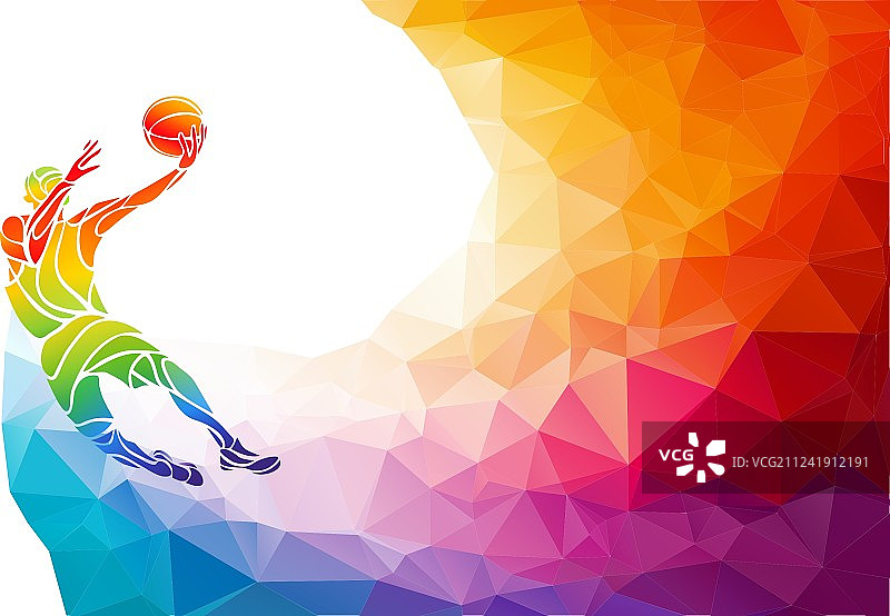 多边形几何篮球运动员跳投图片素材