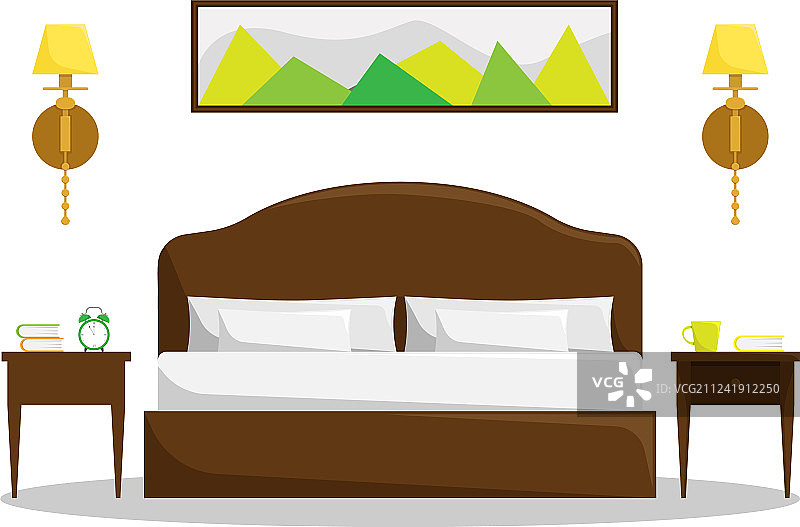 孤立的带双人床卧室内部图片素材