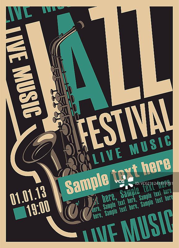 萨克斯爵士音乐节复古海报图片素材