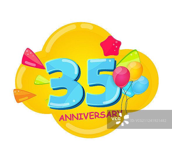 可爱的卡通35周年纪念模板图片素材
