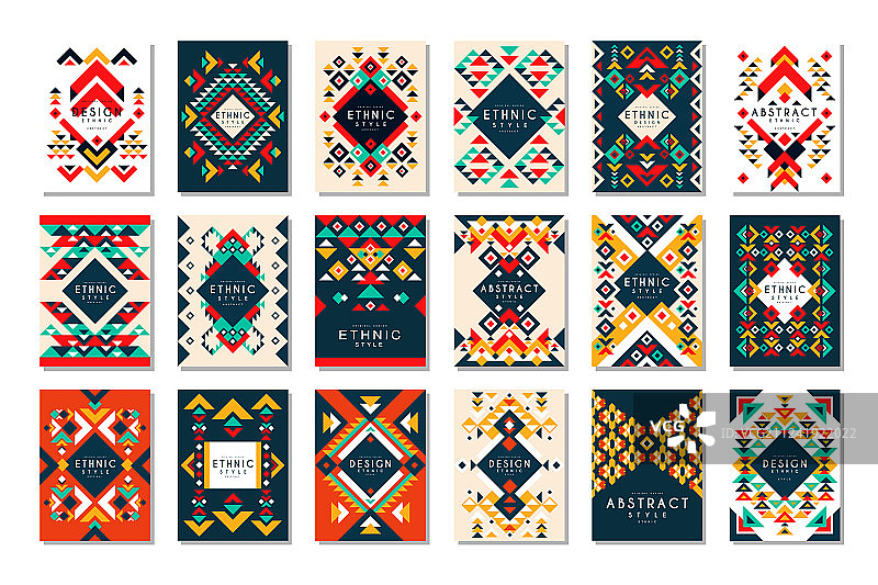 一套9张的彩色卡片模板图片素材