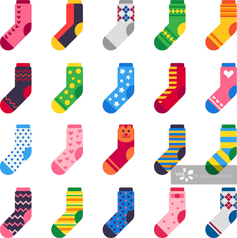 儿童弹性长袜（扁平风格）图片素材