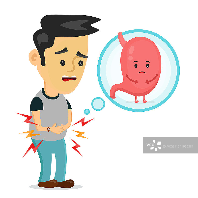 食物中毒的悲伤青年图片素材