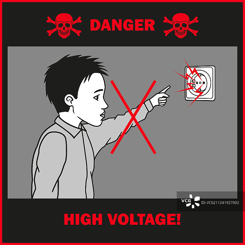 男孩触摸电源插座图片素材