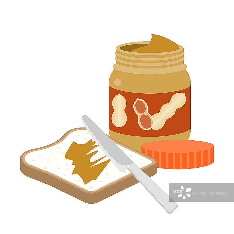 花生酱吐司切片与餐刀图片素材
