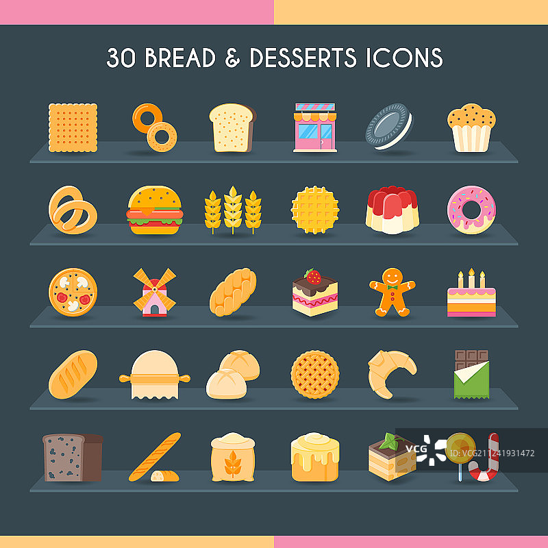 面包和糕点组合图片素材