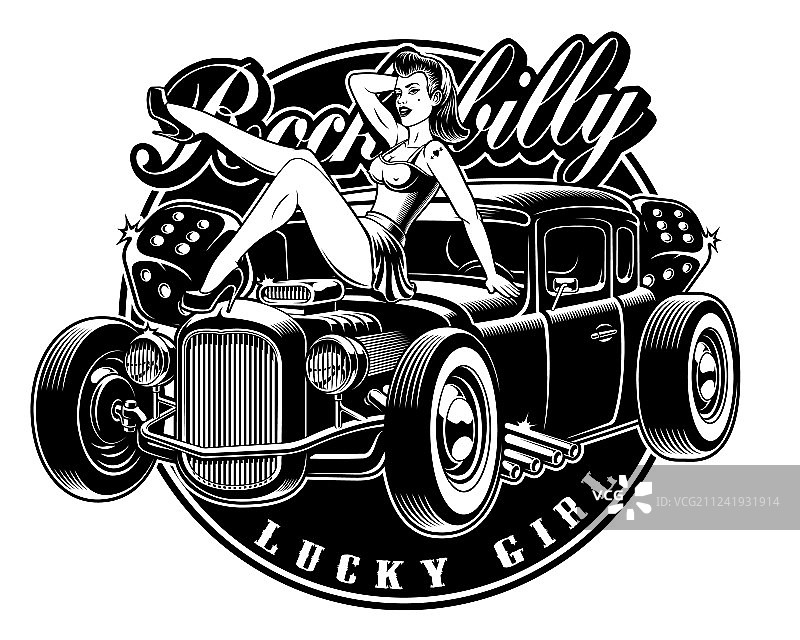 海报女郎与改装车图片素材