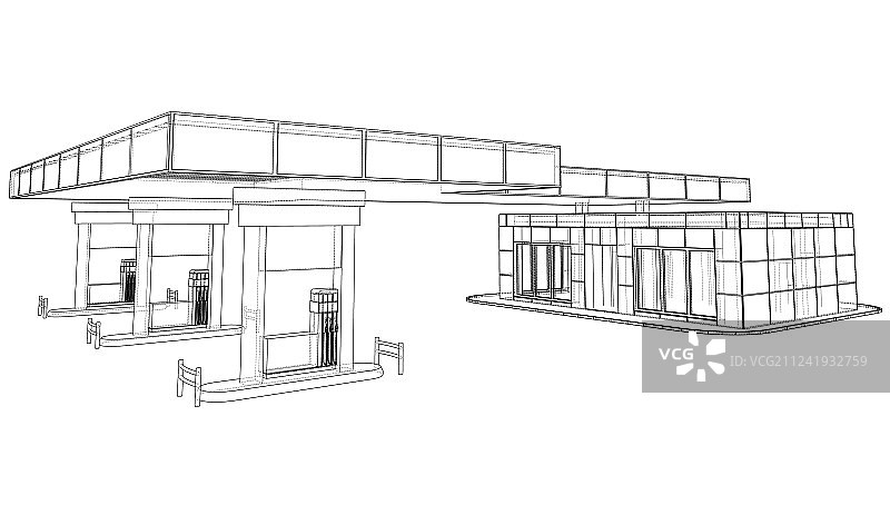 3D加油站渲染图图片素材