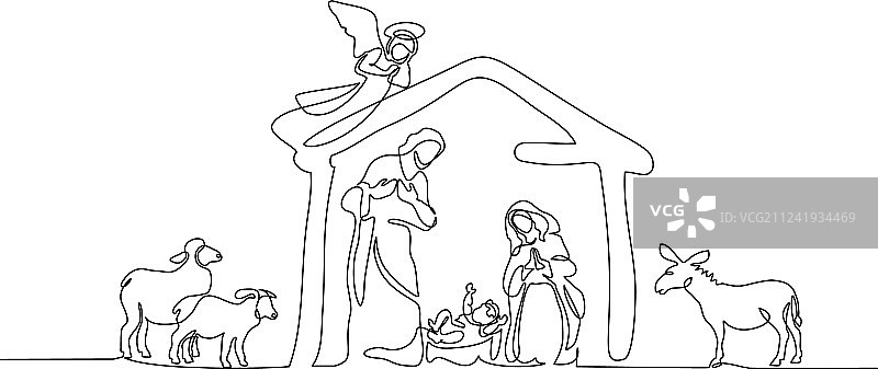 圣经中的神圣家庭场景图片素材