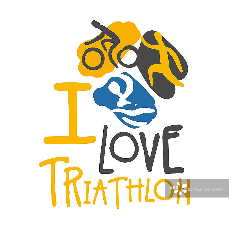 我爱铁人三项logo彩色手绘图片素材