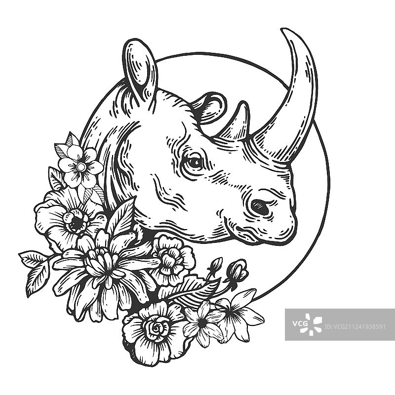 犀牛动物雕刻图片素材