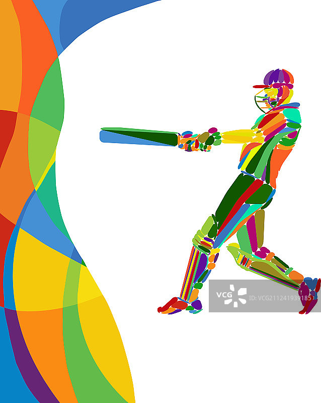 抽象板球运动员鲜艳色彩图片素材