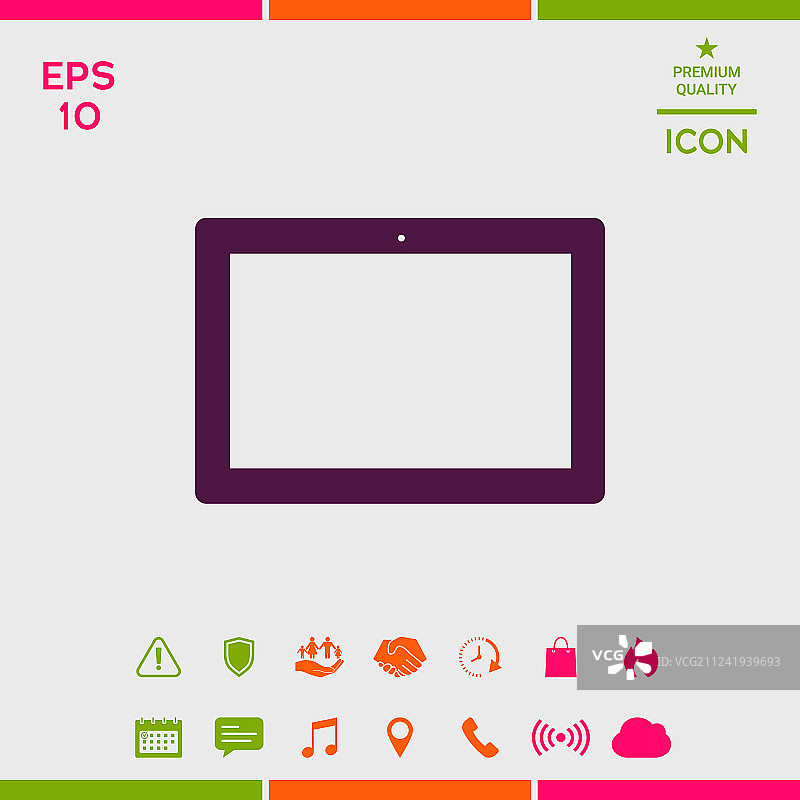 带空白屏幕图标的平板电脑图片素材