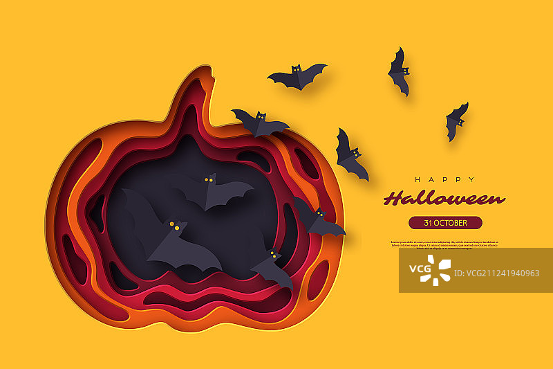 万圣节剪纸风格背景图片素材