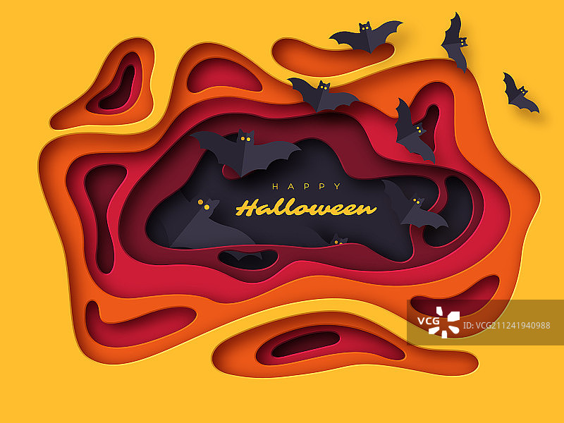 万圣节主题剪纸风格背景图片素材