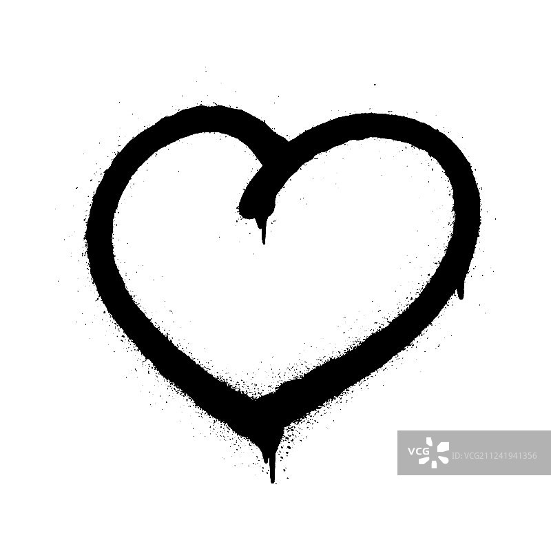 白色背景上的黑色喷绘涂鸦爱心图片素材