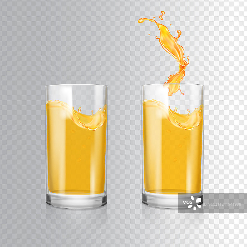 逼真玻璃杯橙汁图片素材