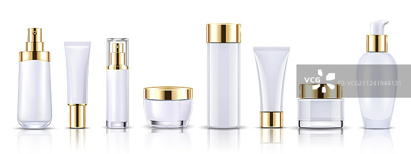 70件套化妆品金色瓶子图片素材