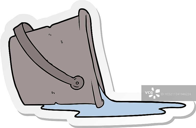 卡通水桶洒水贴纸图片素材