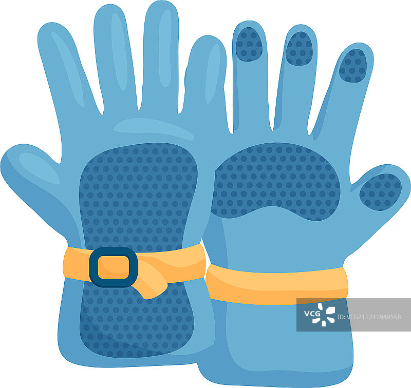 蓝色滑雪手套的特写图片素材