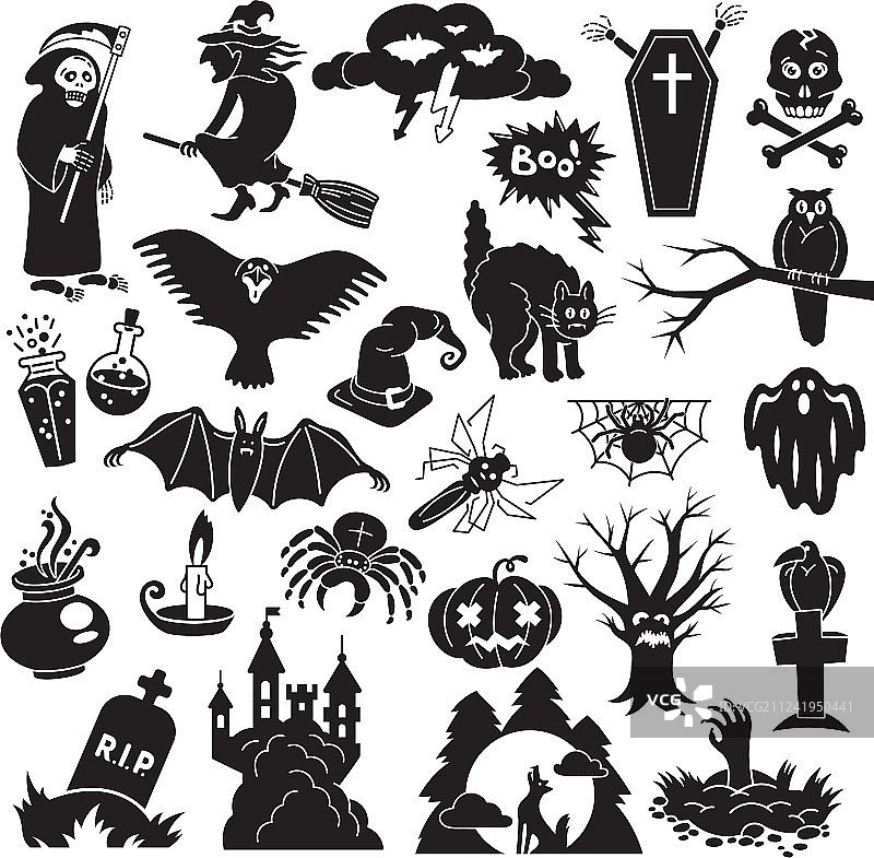 简约风格万圣节图标集图片素材