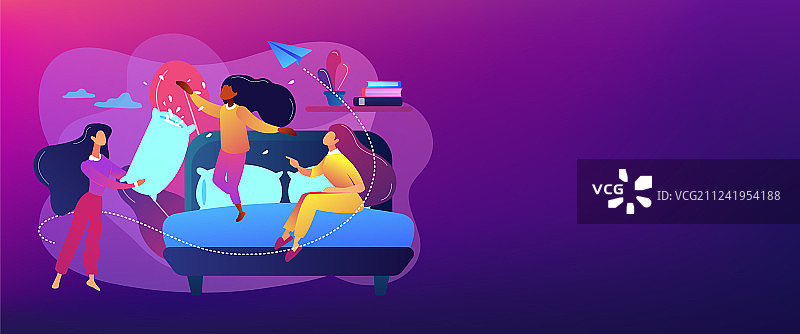 睡衣派对概念banner图片素材