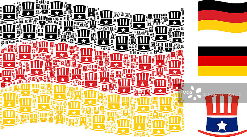 山姆大叔帽子图标组成的德国国旗马赛克图片素材