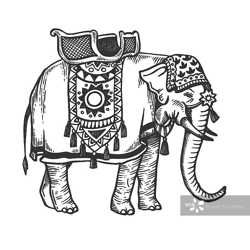 印度象雕刻图案图片素材