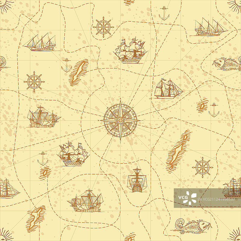 旅行主题复古无缝背景图片素材