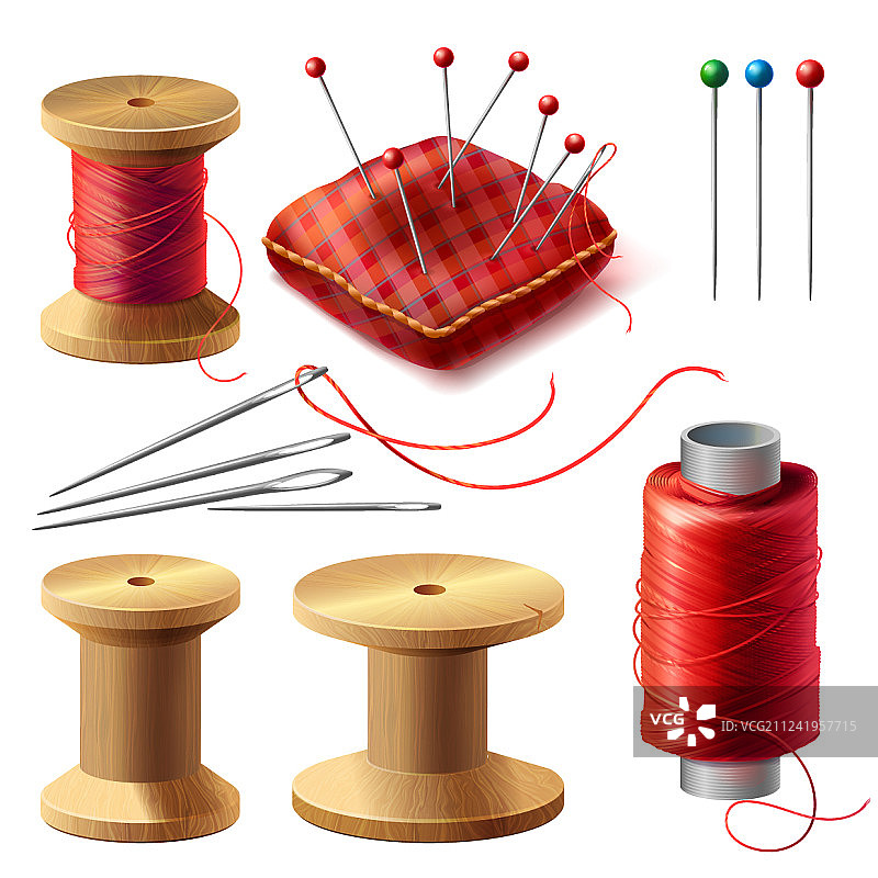 逼真风格的缝纫用品套装图片素材